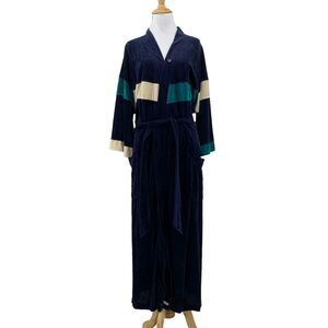 Vintage Christian Dior Monsieur Velour Bathrobe Mens One Size Navy Full Length‎